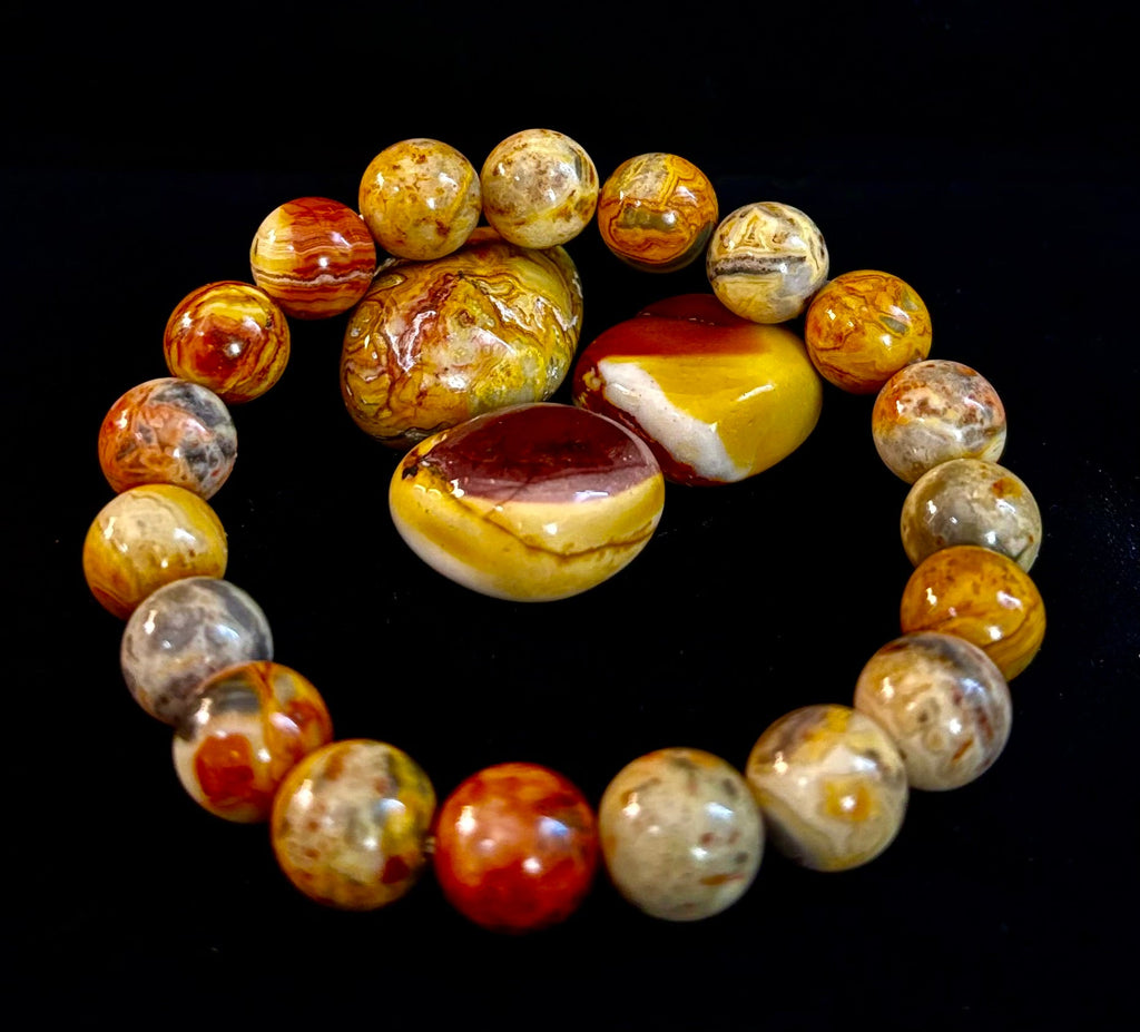 Reiki-Infused Crazy Lace Agate Strength & Stability Bracelet – 10mm Beads (Medium Wrist) | | Wiccan Center