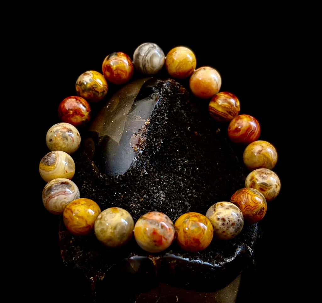 Reiki-Infused Crazy Lace Agate Strength & Stability Bracelet – 10mm Beads (Medium Wrist) | | Wiccan Center