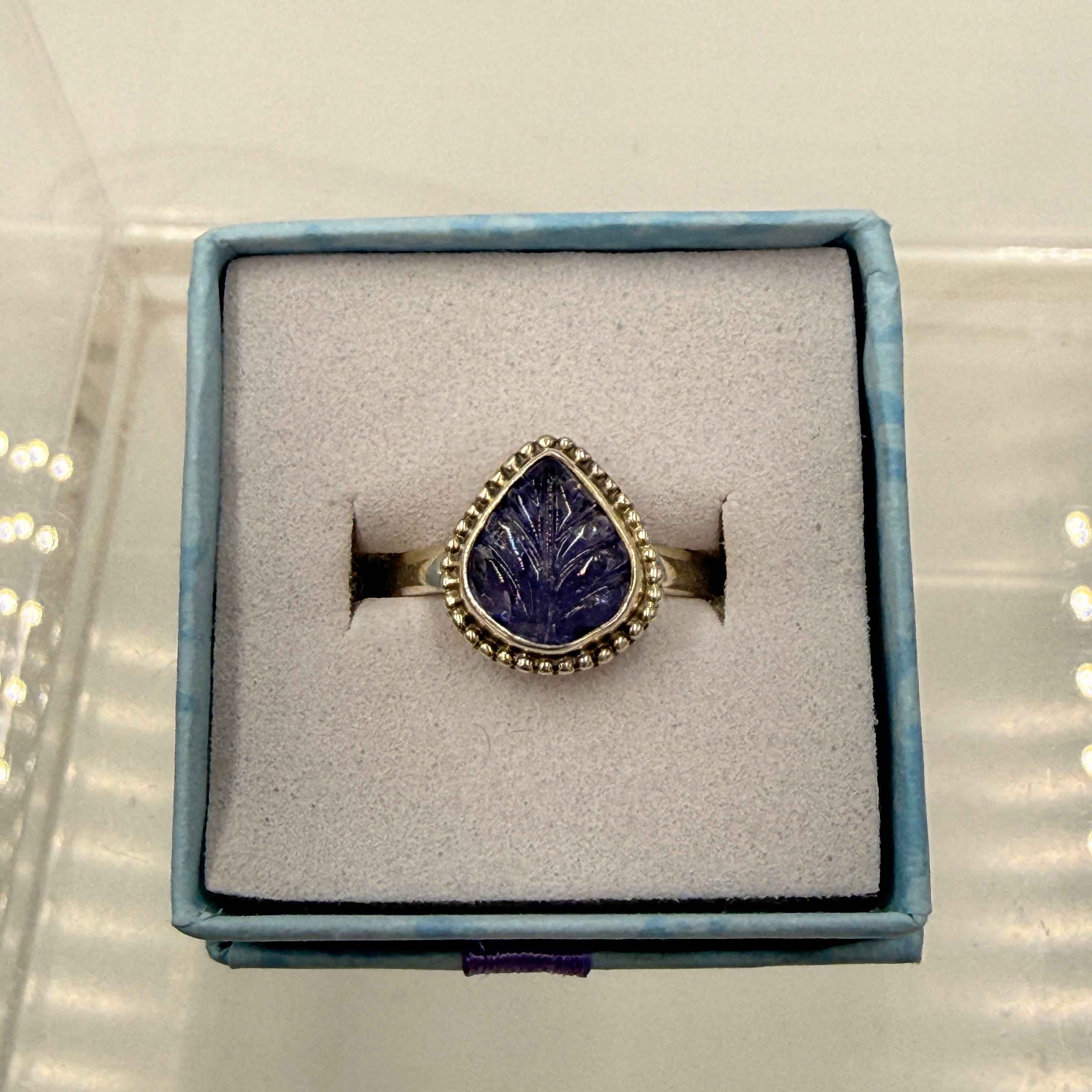 Sterling Silver Leaf Tanzanite Ring - Size 6 - Spiritual, Intuitive & Elevated | Rings | Wiccan Center