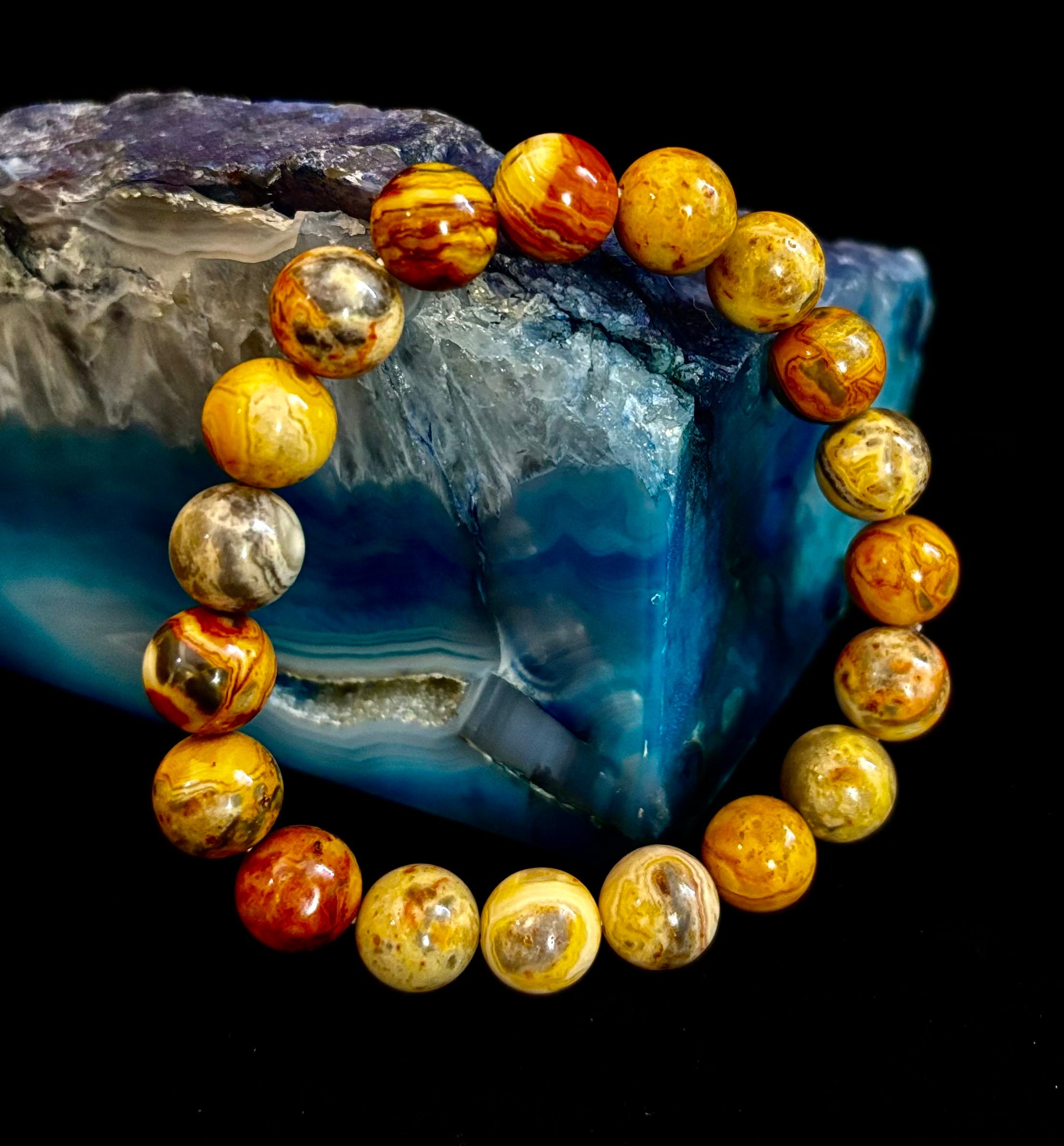 Reiki-Infused Crazy Lace Agate Strength & Stability Bracelet – 10mm Beads (Medium Wrist) | | Wiccan Center