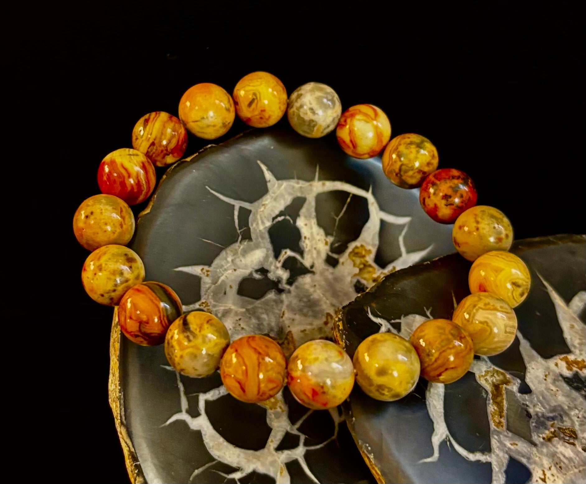 Reiki-Infused Crazy Lace Agate Strength & Stability Bracelet – 10mm Beads (Medium Wrist) | | Wiccan Center