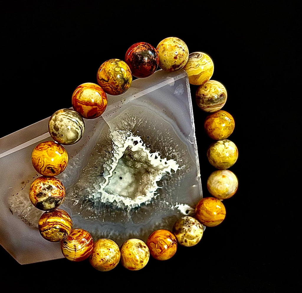 Reiki-Infused Crazy Lace Agate Strength & Stability Bracelet – 10mm Beads (Medium Wrist) | | Wiccan Center
