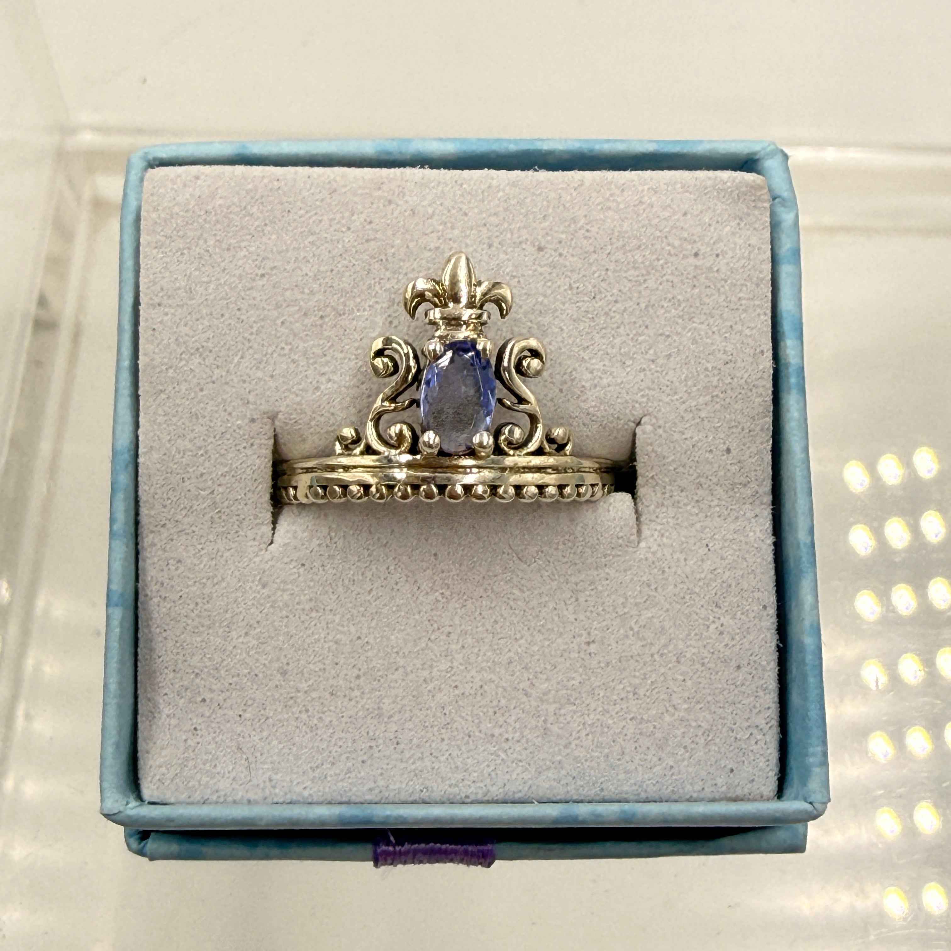 Sterling Silver Princess Crown Tanzanite Ring - Size 7 - Spiritual, Intuitive & Elevated | Rings | Wiccan Center