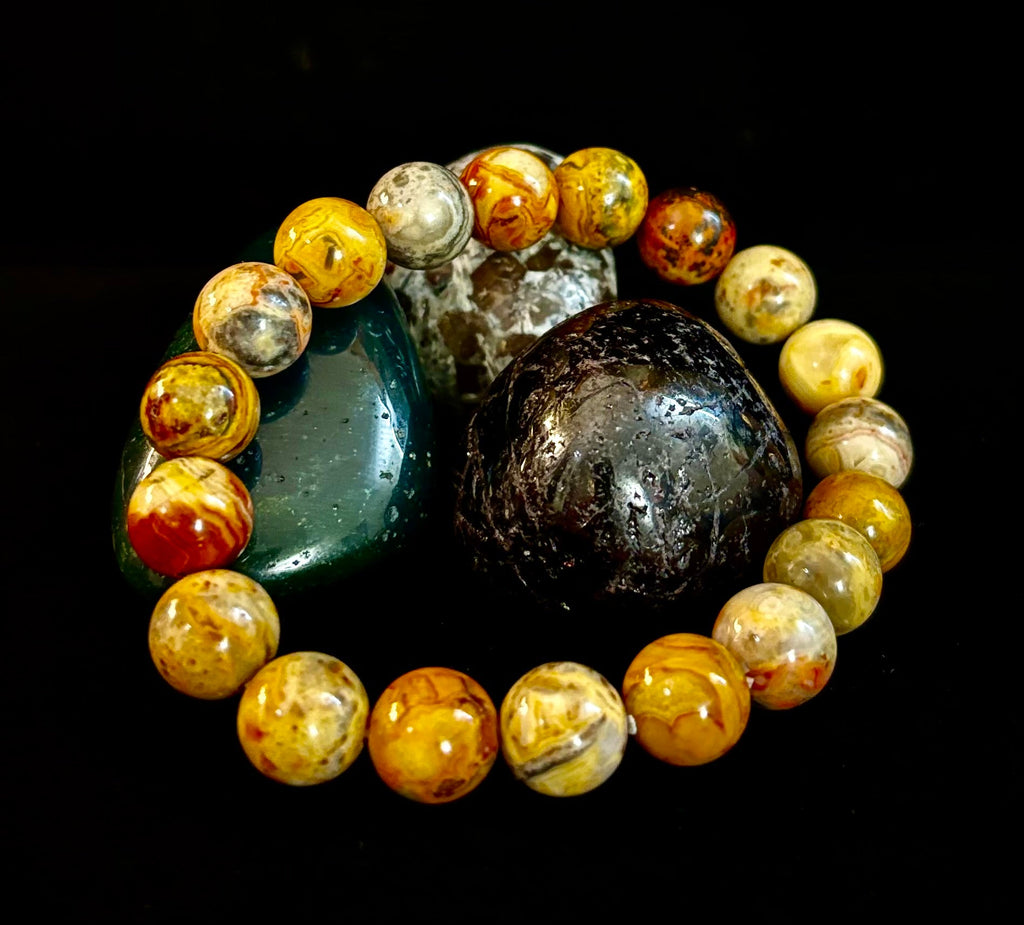 Reiki-Infused Crazy Lace Agate Strength & Stability Bracelet – 10mm Beads (Medium Wrist) | | Wiccan Center