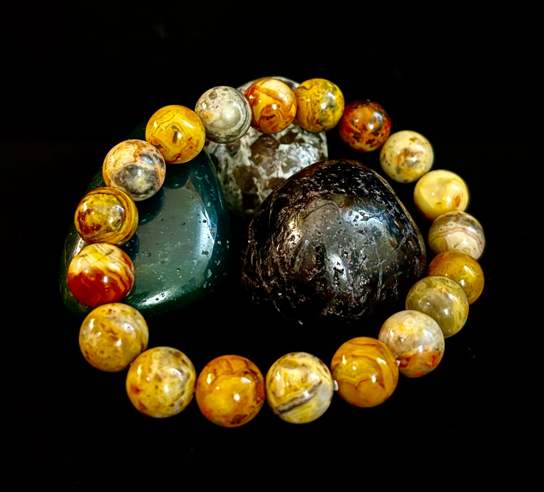 Reiki-Infused Crazy Lace Agate Strength & Stability Bracelet – 10mm Beads (Medium Wrist) | | Wiccan Center