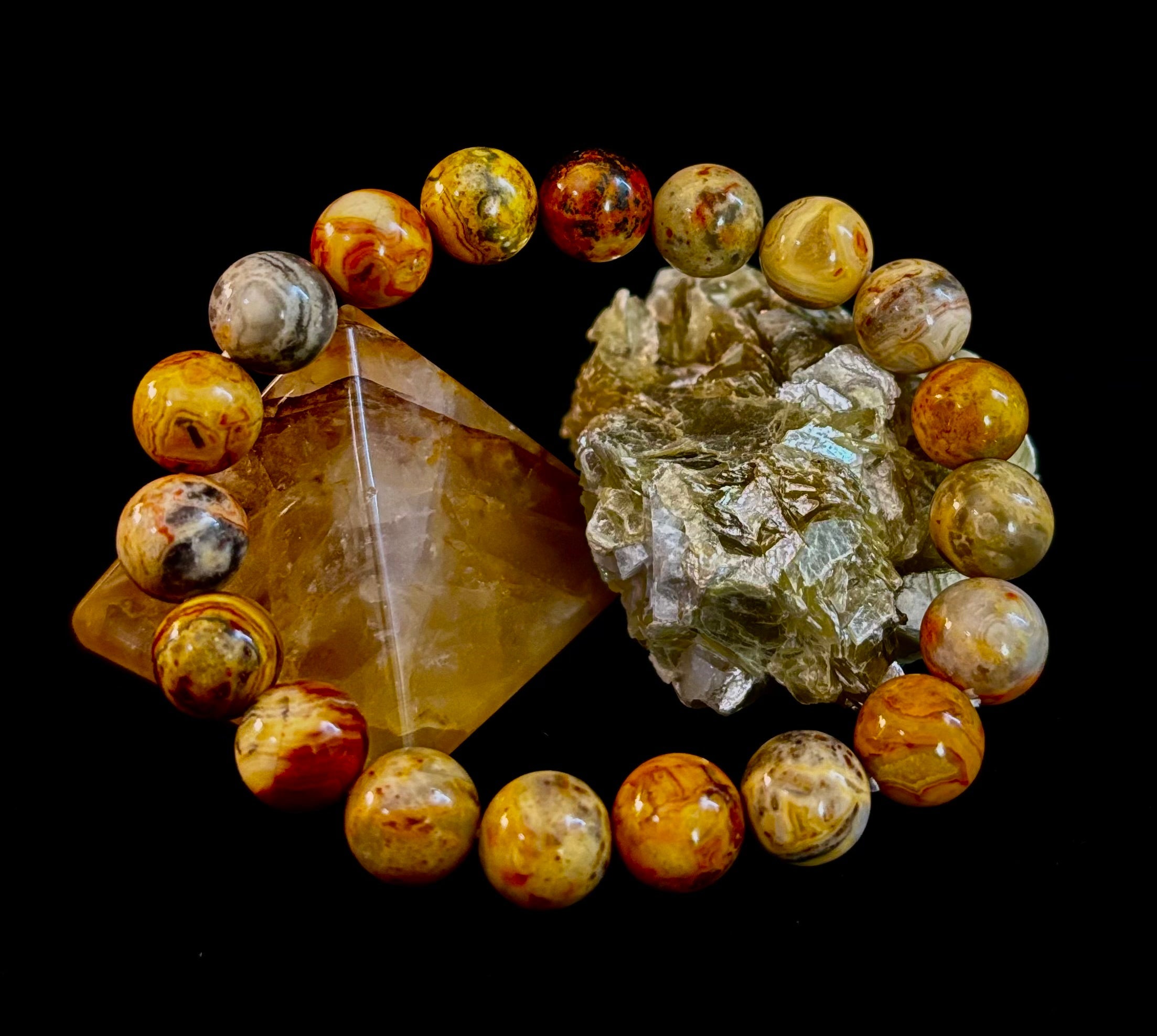 Reiki-Infused Crazy Lace Agate Strength & Stability Bracelet – 10mm Beads (Medium Wrist) | | Wiccan Center