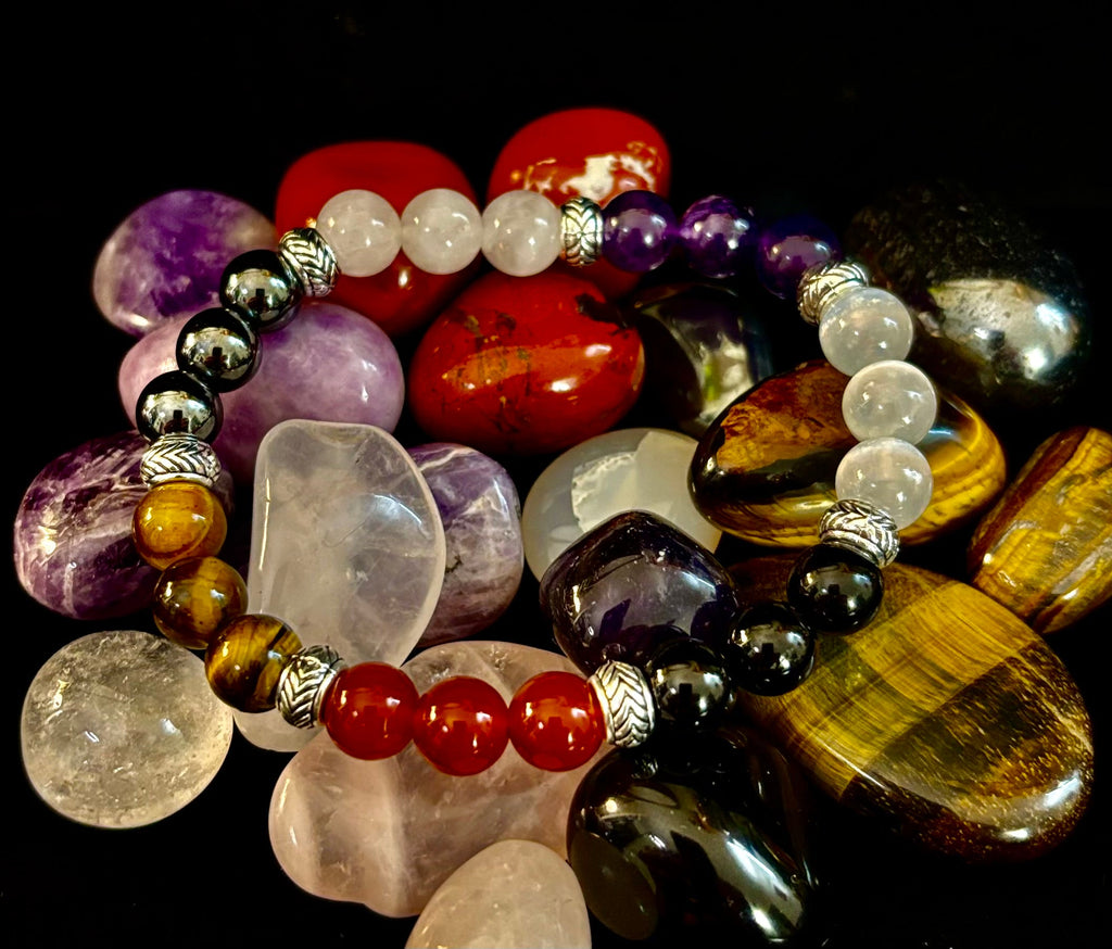 Renewal & Strength Addiction Recovery Bracelet – Carnelian, Amethyst, Rose Quartz, Hematite & Selenite | | Wiccan Center