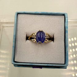 Sterling Silver Flowy Split Banded Oval Tanzanite Ring - Size 8 - Spiritual, Intuitive & Elevated | Rings | Wiccan Center
