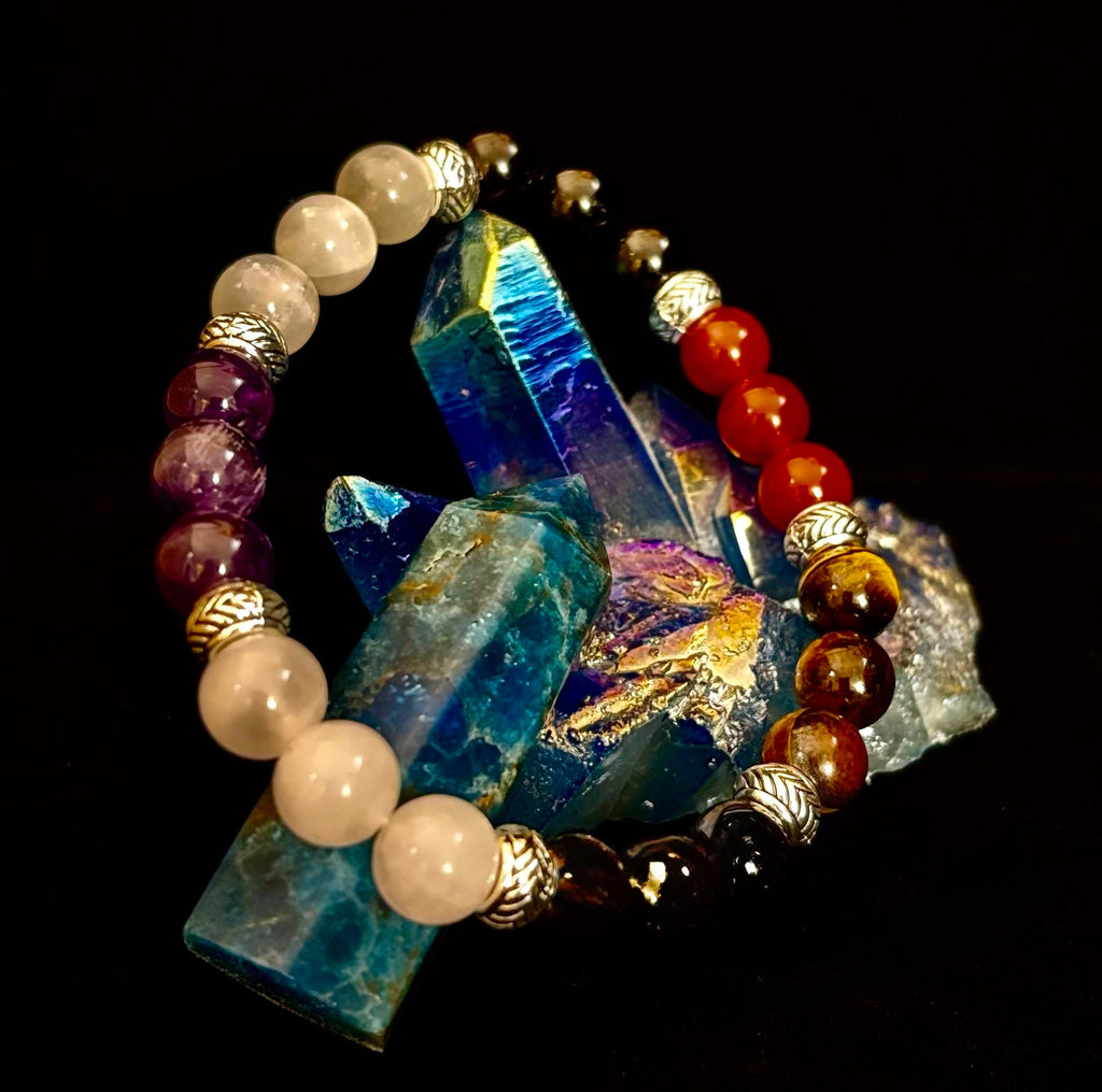 Renewal & Strength Addiction Recovery Bracelet – Carnelian, Amethyst, Rose Quartz, Hematite & Selenite | | Wiccan Center