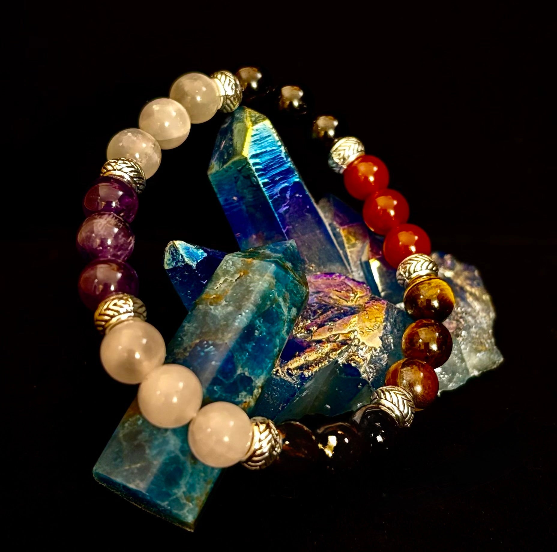 Renewal & Strength Addiction Recovery Bracelet – Carnelian, Amethyst, Rose Quartz, Hematite & Selenite | | Wiccan Center