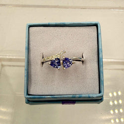 Sterling Silver Double Triangle Tanzanite Ring - Size 9 - Spiritual, Intuitive & Elevated | Rings | Wiccan Center