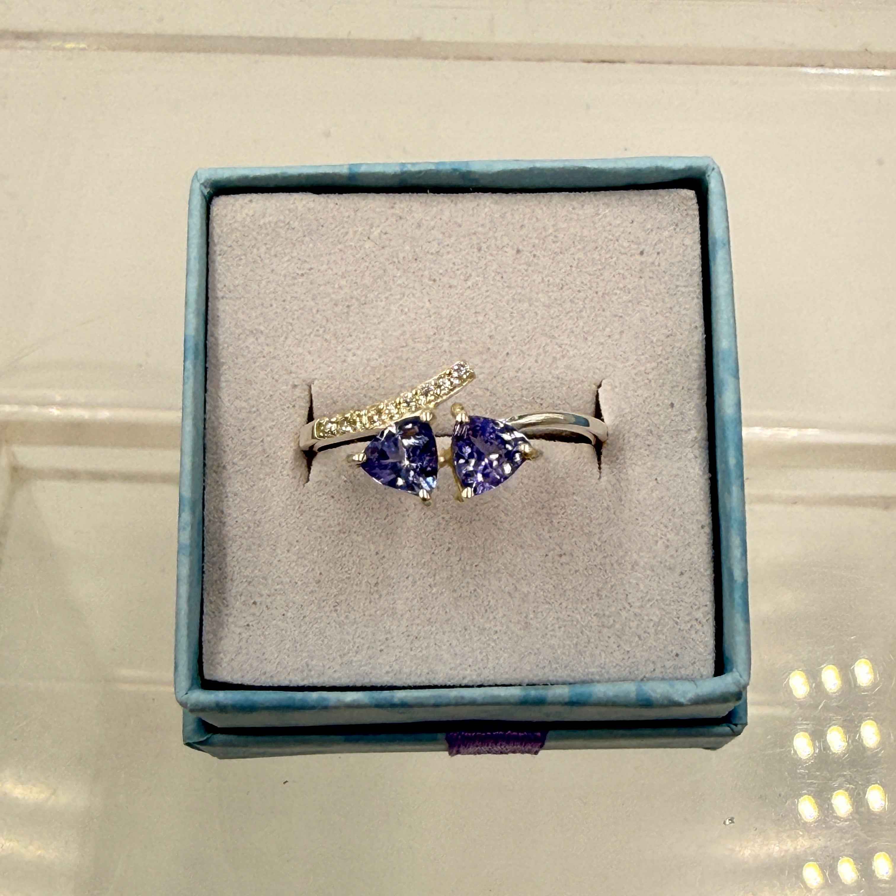 Sterling Silver Double Triangle Tanzanite Ring - Size 9 - Spiritual, Intuitive & Elevated | Rings | Wiccan Center