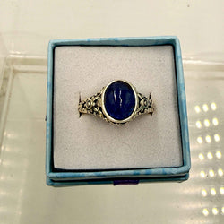 Sterling Silver Filigree Banded Oval Tanzanite Ring - Size 9 - Spiritual, Intuitive & Elevated | Rings | Wiccan Center