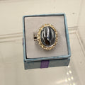 Sterling Silver Ornate Bezeled Terahertz Ring - Size 9 - Healing, Energizing & Cleansing | Rings | Wiccan Center