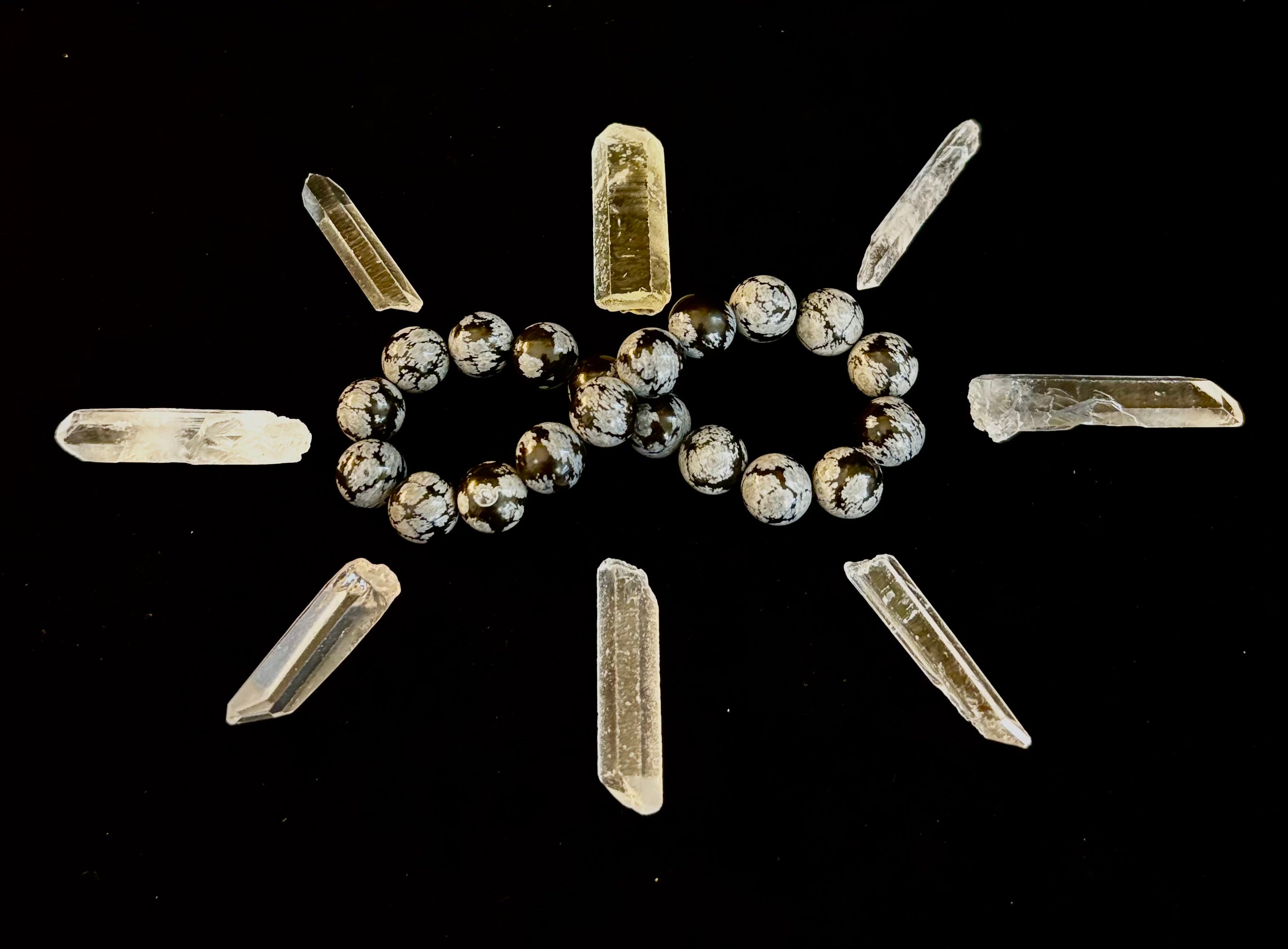Reiki-Infused Snowflake Obsidian Bracelet – 10mm Protection, Grounding & Emotional Balance (Medium & Large Wrists) | | Wiccan Center