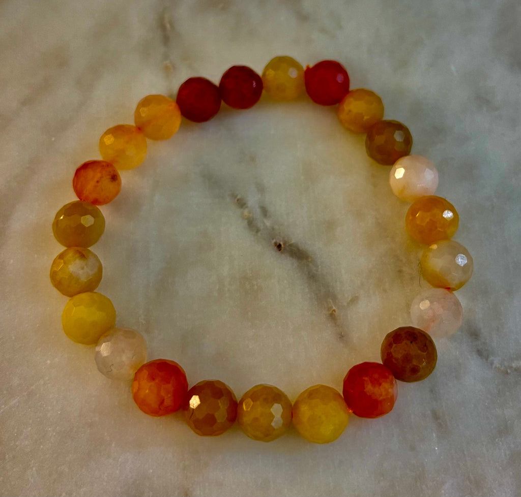 Bright Orange Aventurine Polyhedral-Cut Bracelet – 8mm (Medium Wrist) | Reiki-Infused Confidence & Creativity Stone | | Wiccan Center