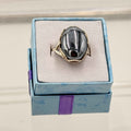 Sterling Silver Cross Banded Terahertz Ring - Size 9 - Healing, Energizing & Cleansing | Rings | Wiccan Center