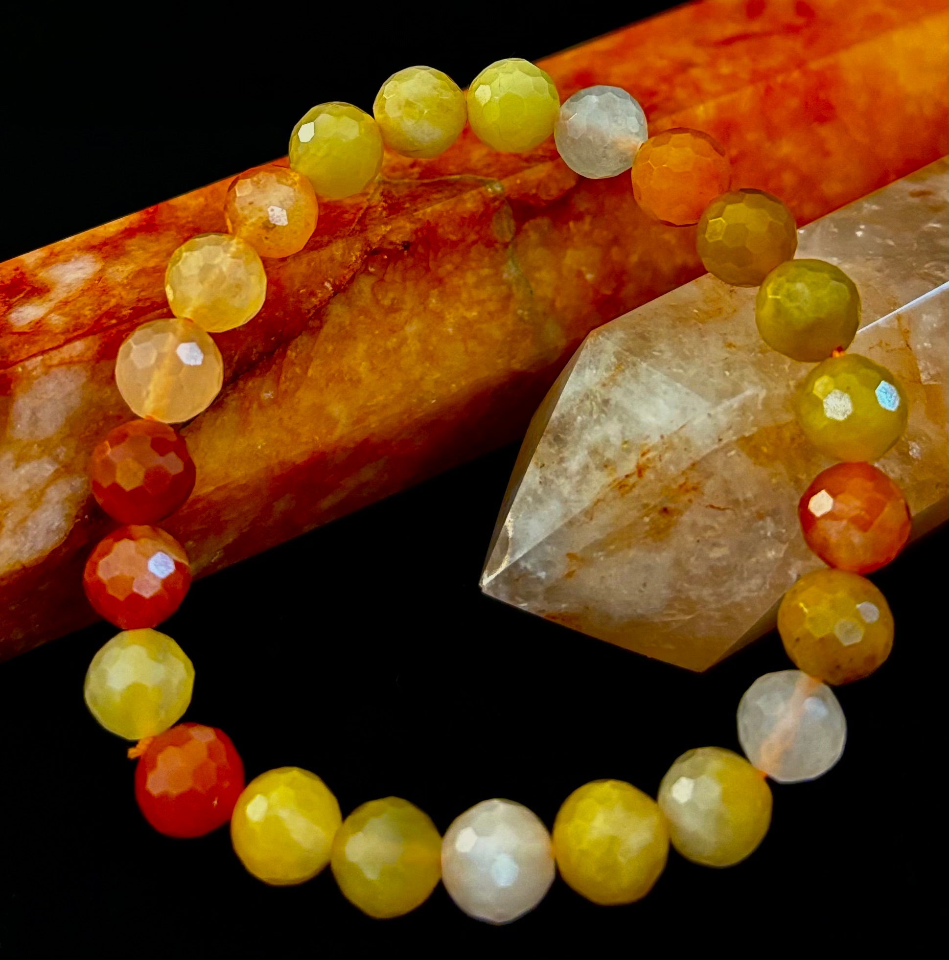 Bright Orange Aventurine Polyhedral-Cut Bracelet – 8mm (Medium Wrist) | Reiki-Infused Confidence & Creativity Stone | | Wiccan Center