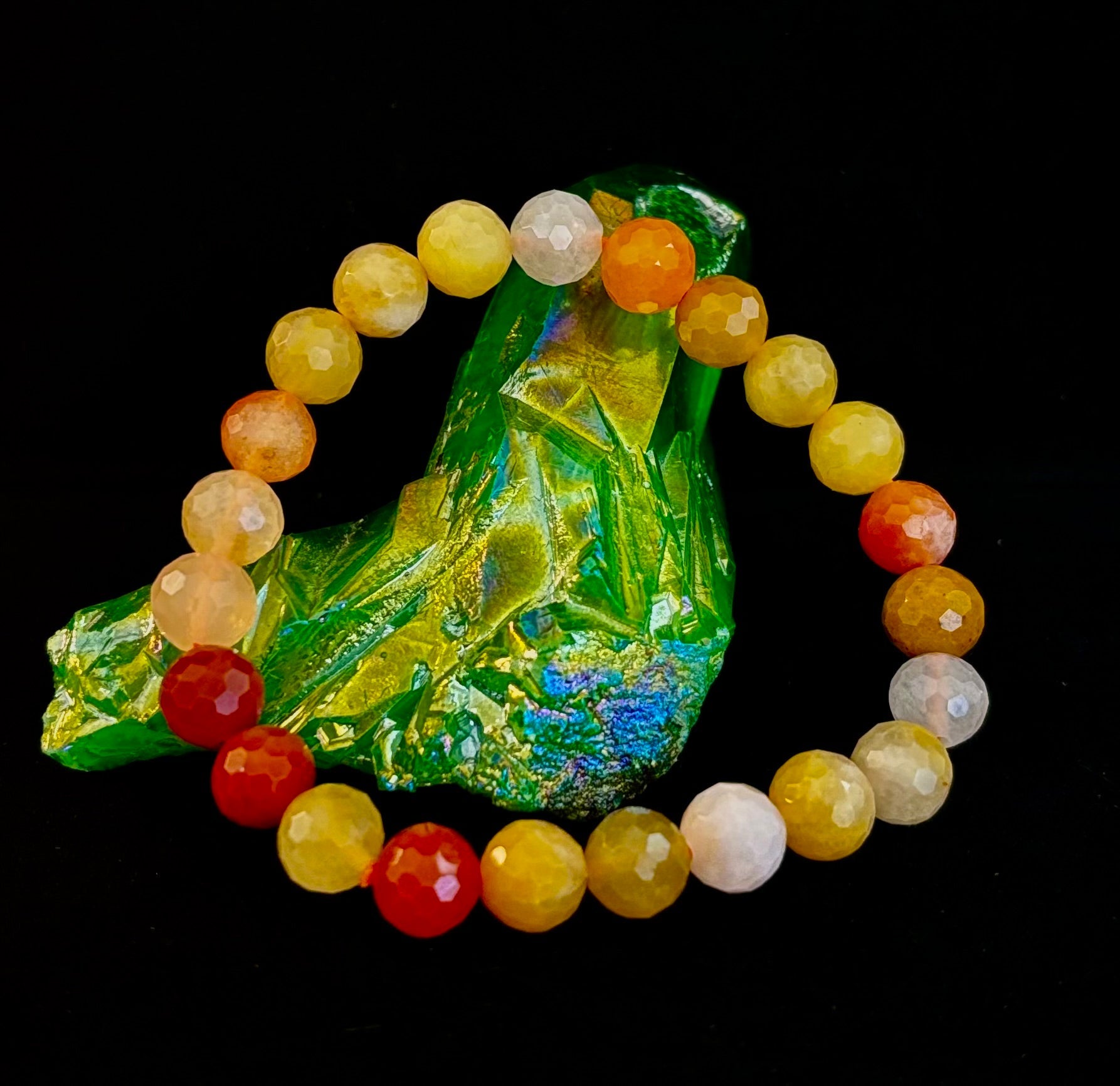 Bright Orange Aventurine Polyhedral-Cut Bracelet – 8mm (Medium Wrist) | Reiki-Infused Confidence & Creativity Stone | | Wiccan Center