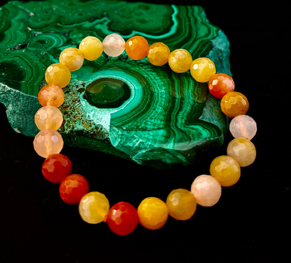 Bright Orange Aventurine Polyhedral-Cut Bracelet – 8mm (Medium Wrist) | Reiki-Infused Confidence & Creativity Stone | | Wiccan Center