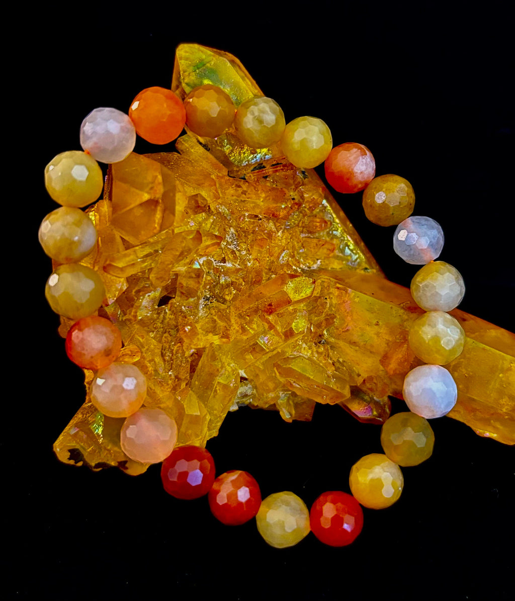 Bright Orange Aventurine Polyhedral-Cut Bracelet – 8mm (Medium Wrist) | Reiki-Infused Confidence & Creativity Stone | | Wiccan Center
