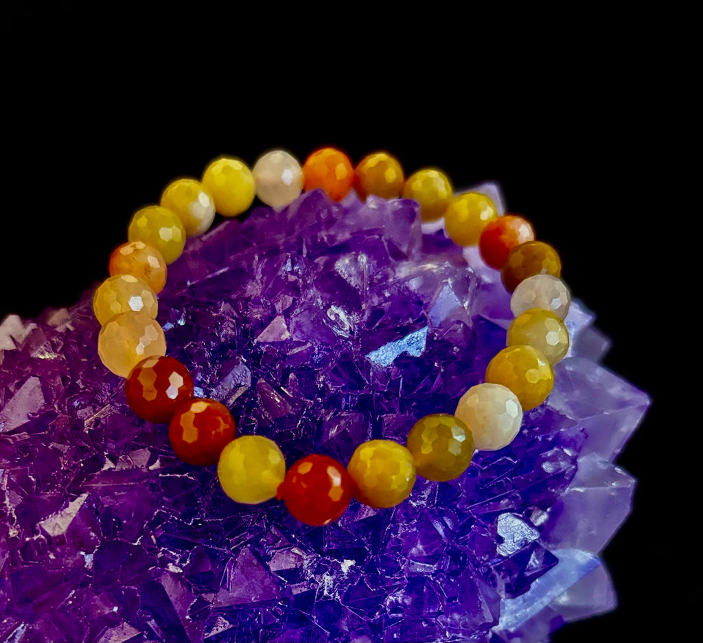 Bright Orange Aventurine Polyhedral-Cut Bracelet – 8mm (Medium Wrist) | Reiki-Infused Confidence & Creativity Stone | | Wiccan Center