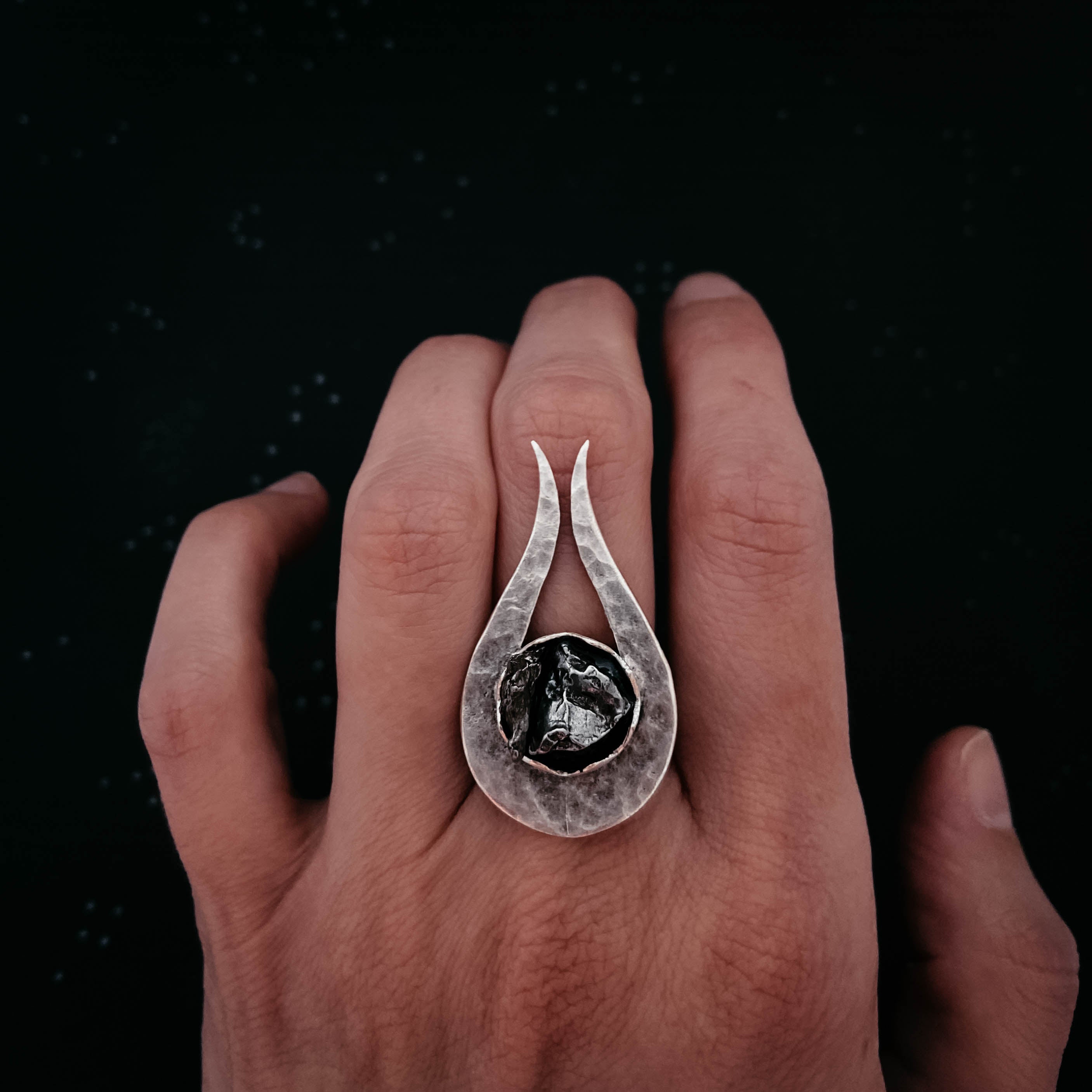 Comet Ring with Authentic Meteorite | Ring | Wiccan Center