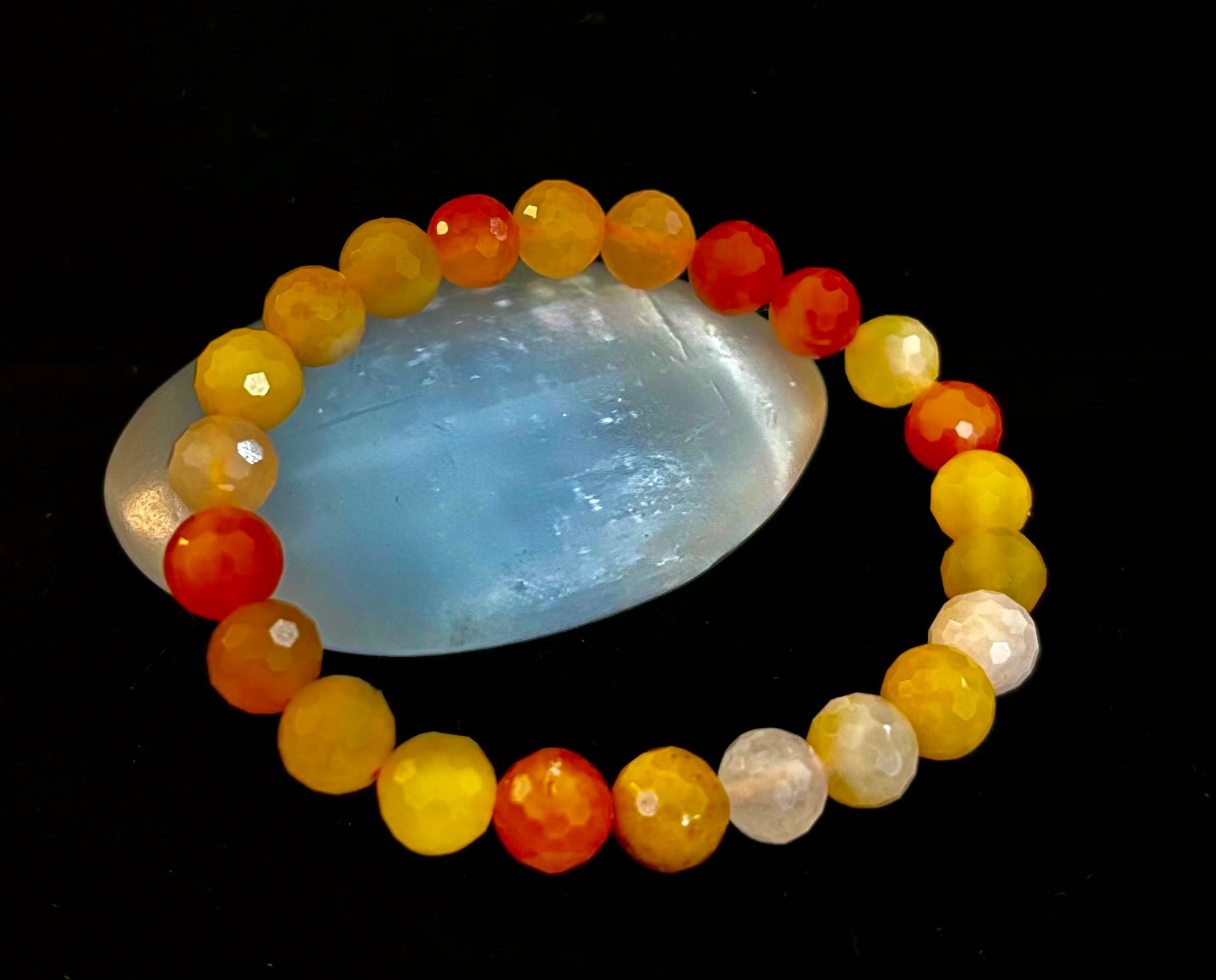 Bright Orange Aventurine Polyhedral-Cut Bracelet – 8mm (Medium Wrist) | Reiki-Infused Confidence & Creativity Stone | | Wiccan Center