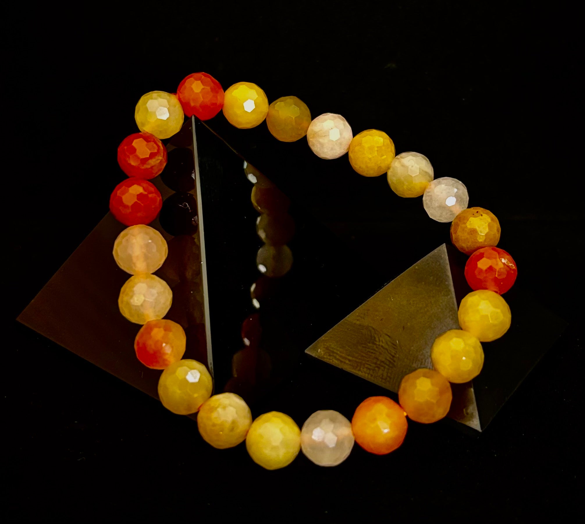 Bright Orange Aventurine Polyhedral-Cut Bracelet – 8mm (Medium Wrist) | Reiki-Infused Confidence & Creativity Stone | | Wiccan Center