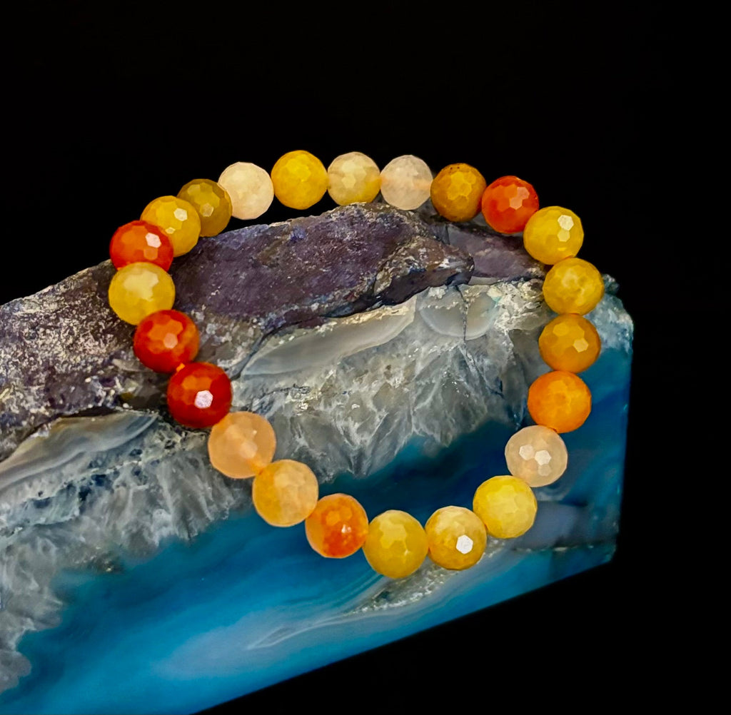 Bright Orange Aventurine Polyhedral-Cut Bracelet – 8mm (Medium Wrist) | Reiki-Infused Confidence & Creativity Stone | | Wiccan Center