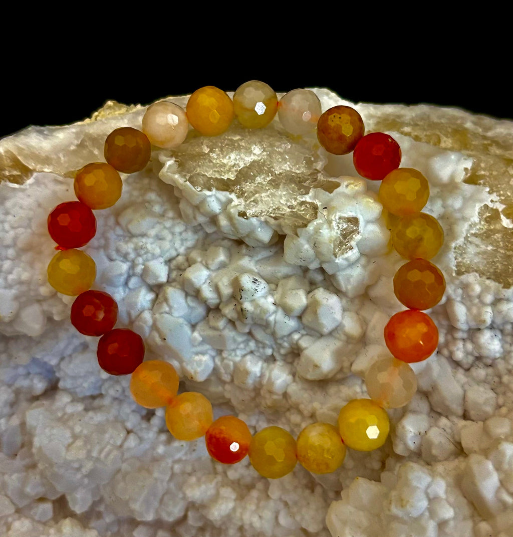 Bright Orange Aventurine Polyhedral-Cut Bracelet – 8mm (Medium Wrist) | Reiki-Infused Confidence & Creativity Stone | | Wiccan Center