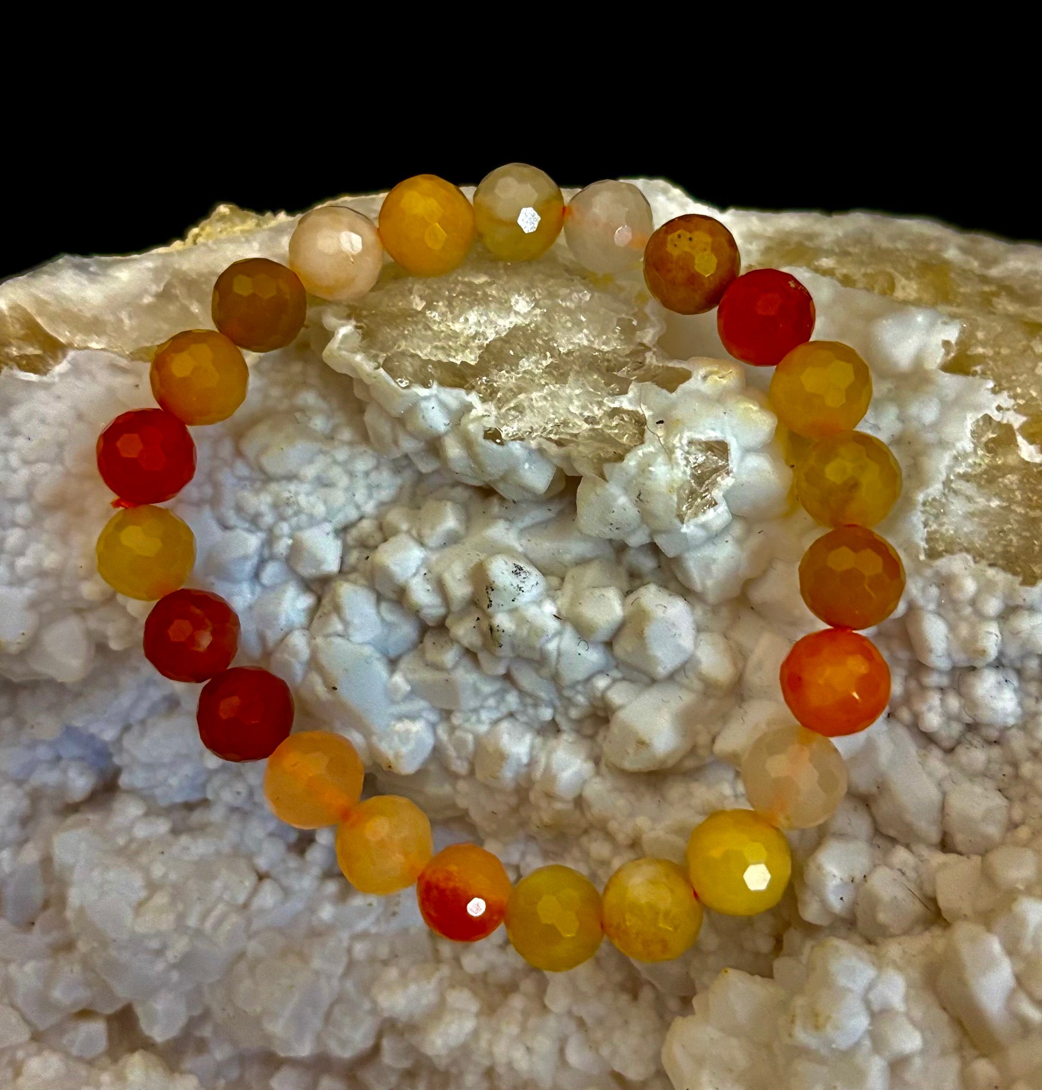 Bright Orange Aventurine Polyhedral-Cut Bracelet – 8mm (Medium Wrist) | Reiki-Infused Confidence & Creativity Stone | | Wiccan Center