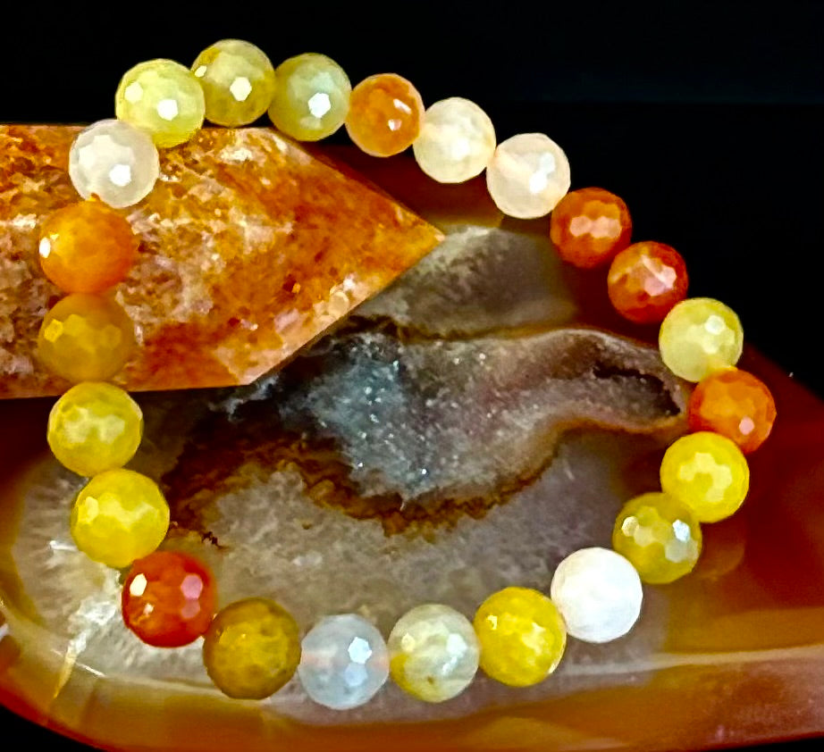 Bright Orange Aventurine Polyhedral-Cut Bracelet – 8mm (Medium Wrist) | Reiki-Infused Confidence & Creativity Stone | | Wiccan Center