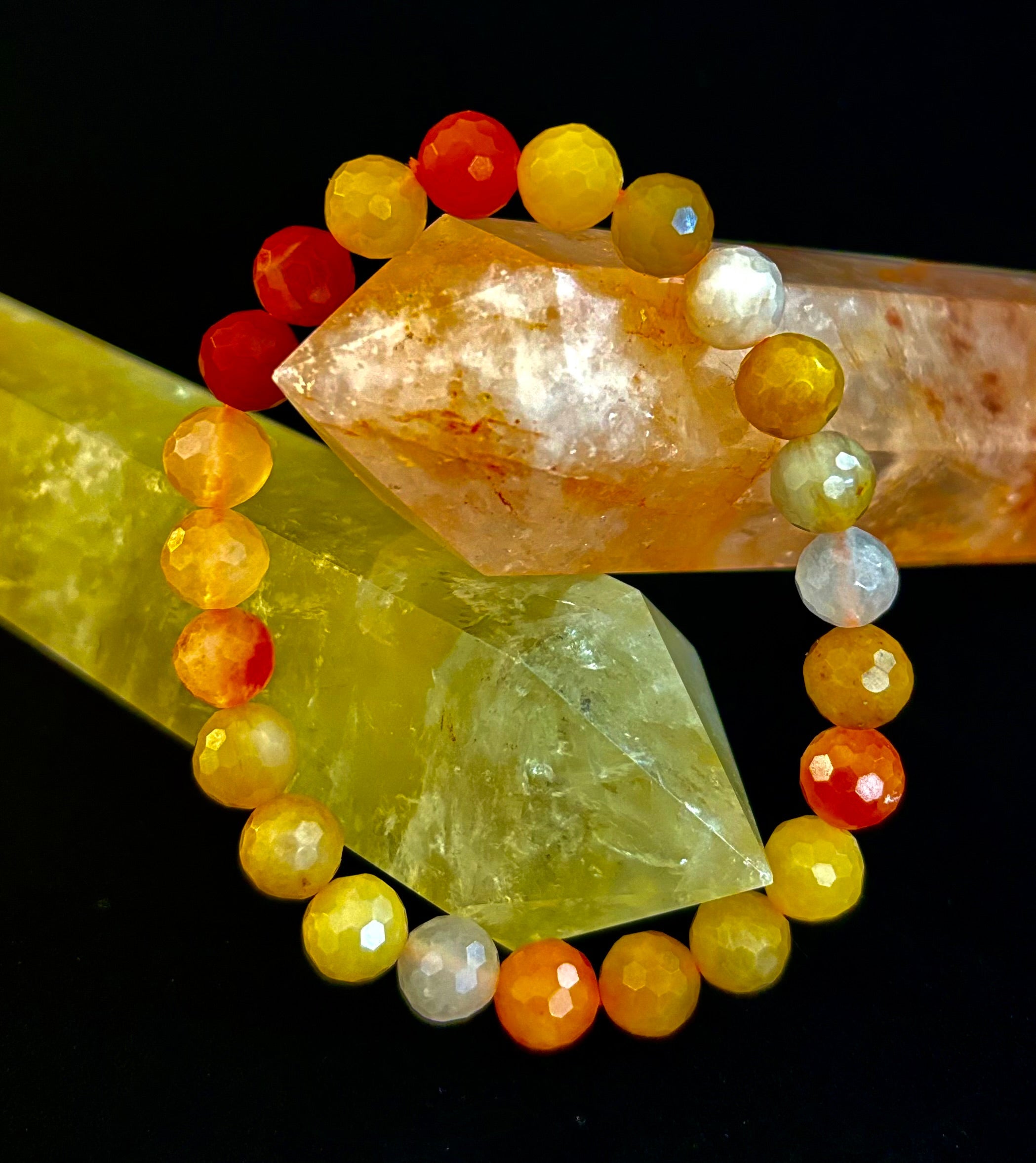 Bright Orange Aventurine Polyhedral-Cut Bracelet – 8mm (Medium Wrist) | Reiki-Infused Confidence & Creativity Stone | | Wiccan Center