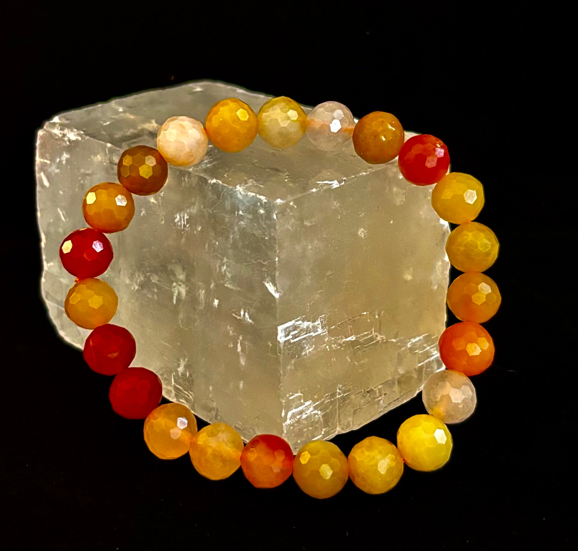Bright Orange Aventurine Polyhedral-Cut Bracelet – 8mm (Medium Wrist) | Reiki-Infused Confidence & Creativity Stone | | Wiccan Center
