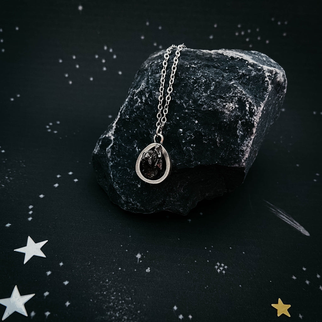 Small Teardrop Meteorite Pendant | Necklace | Wiccan Center
