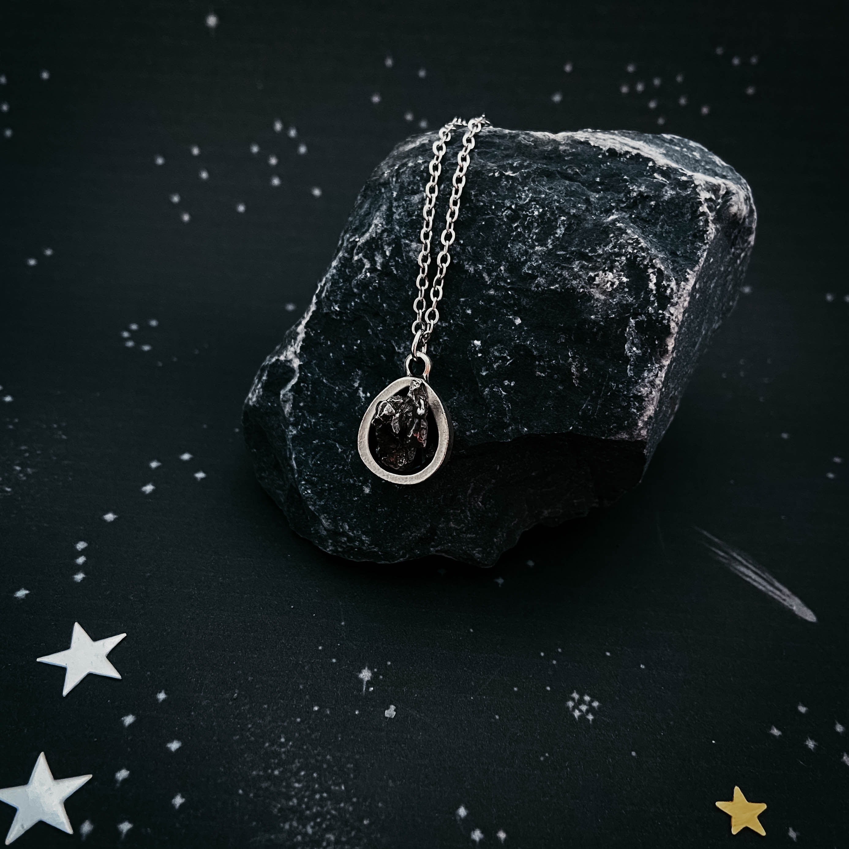 Small Teardrop Meteorite Pendant | Necklace | Wiccan Center