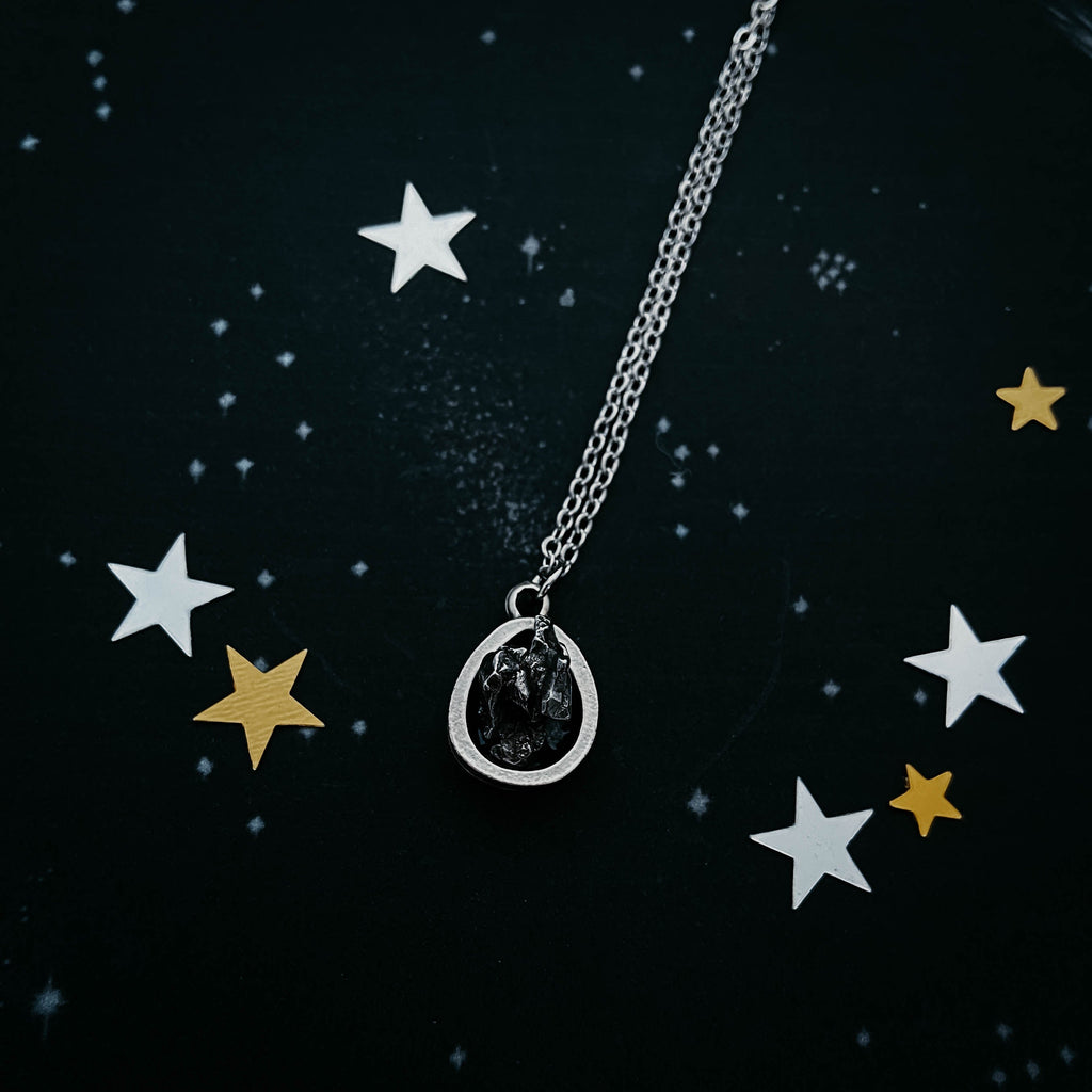 Small Teardrop Meteorite Pendant | Necklace | Wiccan Center