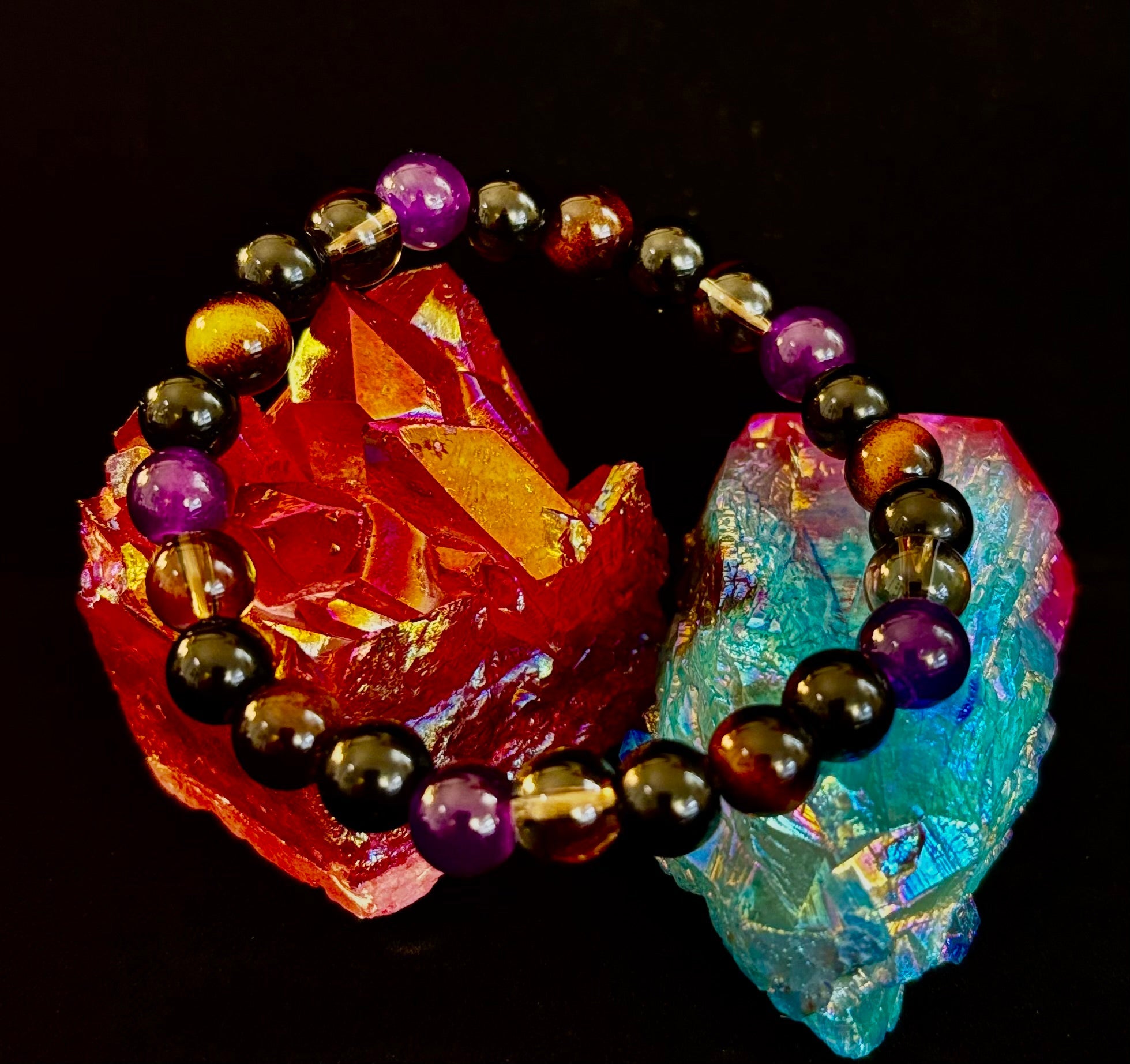 Tranquil Focus Bracelet – Amethyst, Tiger Eye & Smoky Quartz | | Wiccan Center