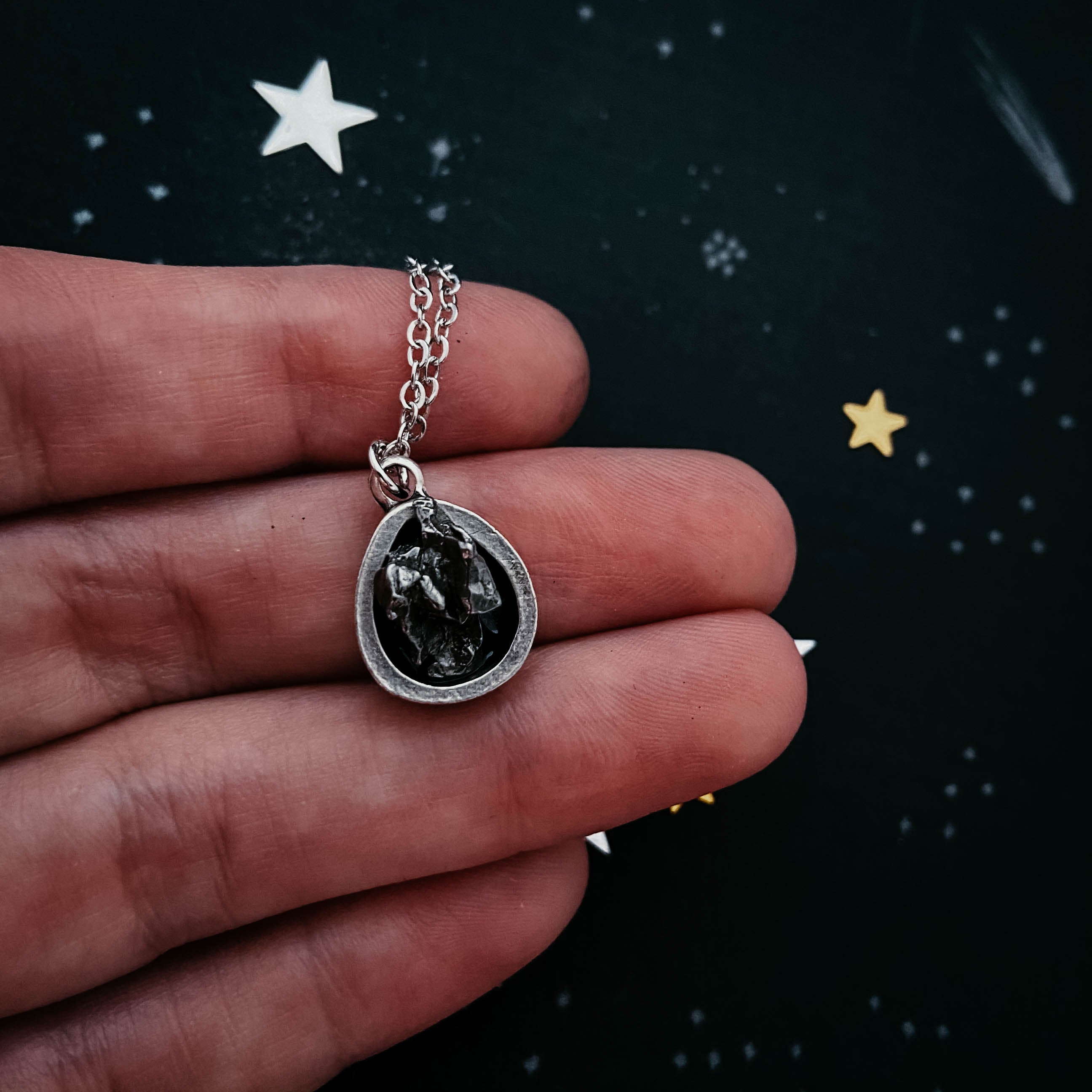 Small Teardrop Meteorite Pendant | Necklace | Wiccan Center
