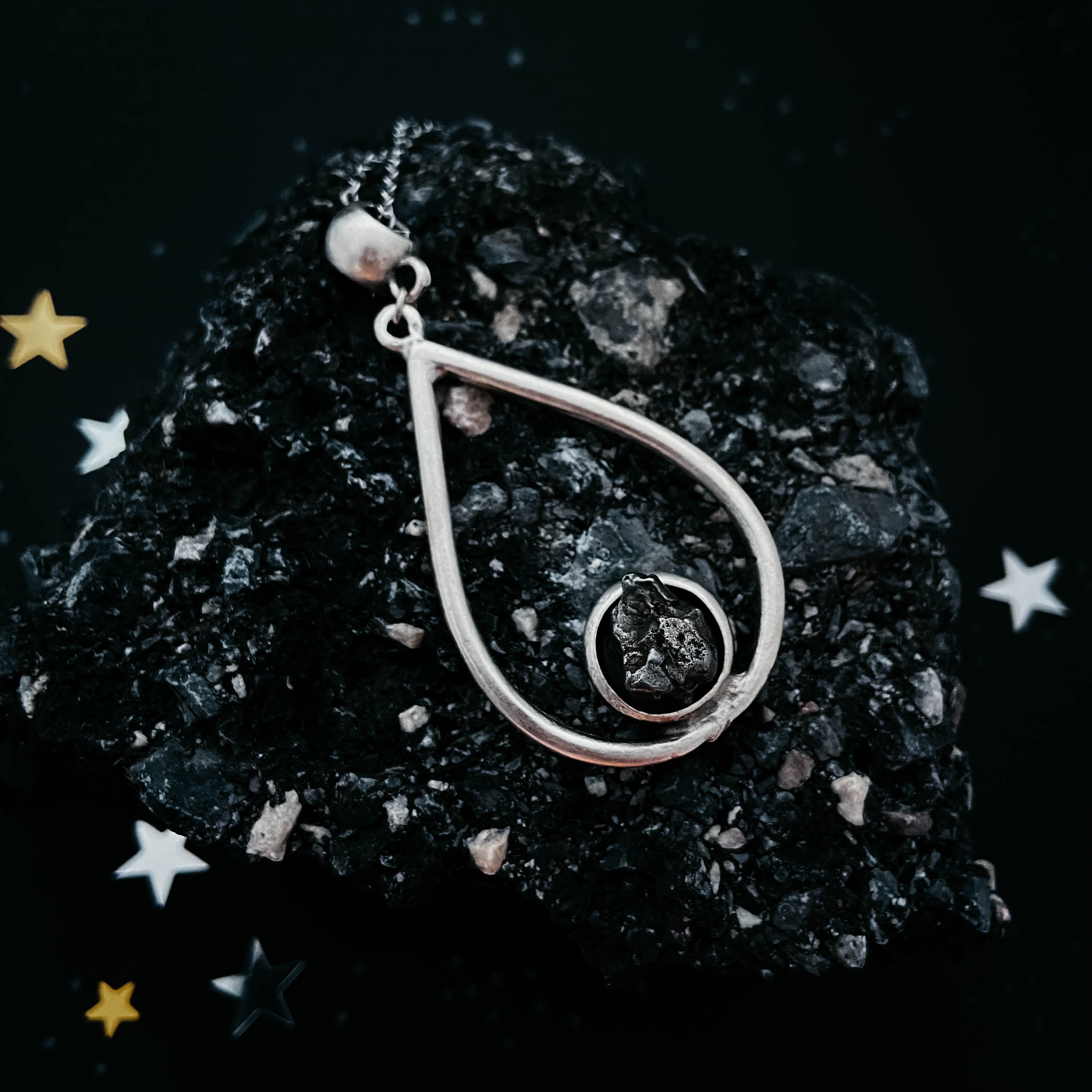 Teardrop Necklace with Authentic Raw Meteorite | Necklace | Wiccan Center