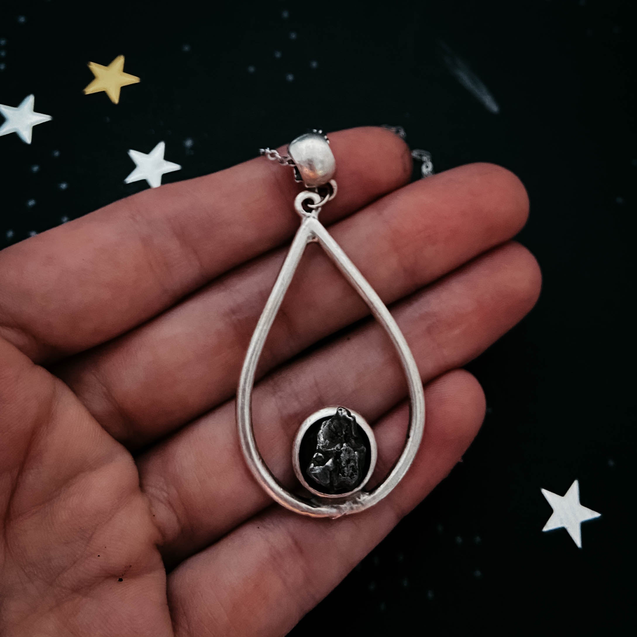 Teardrop Necklace with Authentic Raw Meteorite | Necklace | Wiccan Center