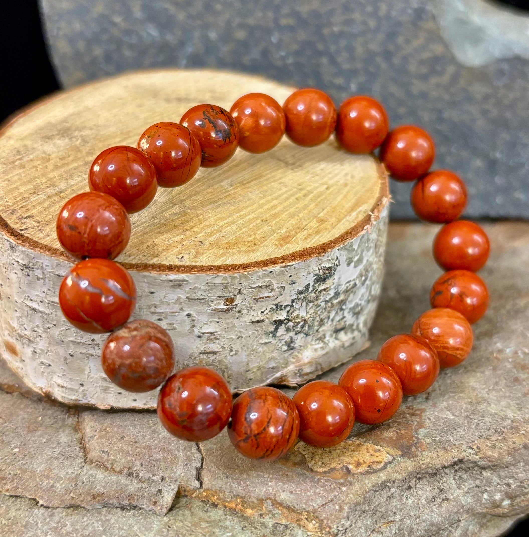 Reiki-Infused Red Jasper Bracelet – 10mm Grounding & Strength Beads | | Wiccan Center