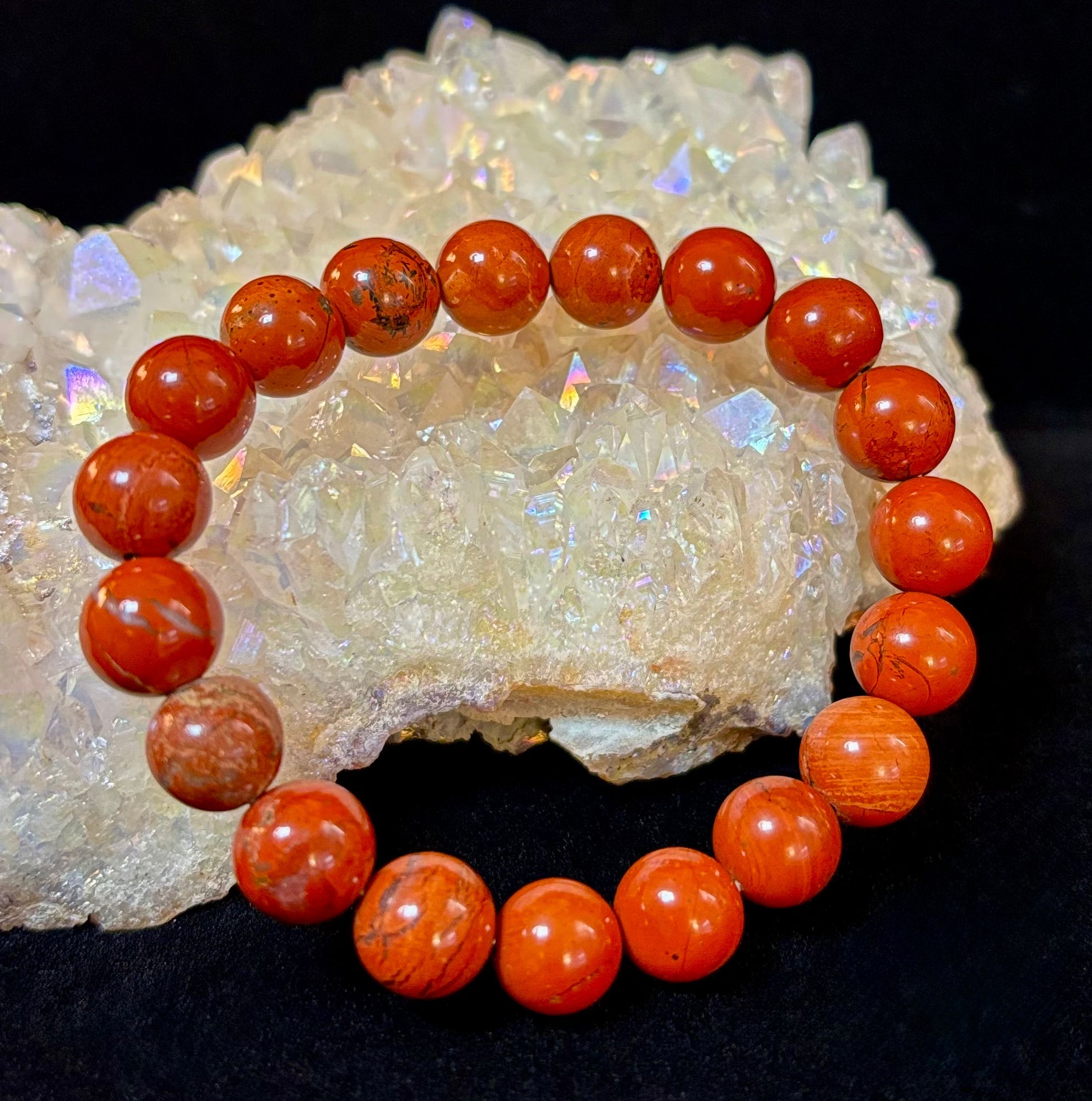Reiki-Infused Red Jasper Bracelet – 10mm Grounding & Strength Beads | | Wiccan Center