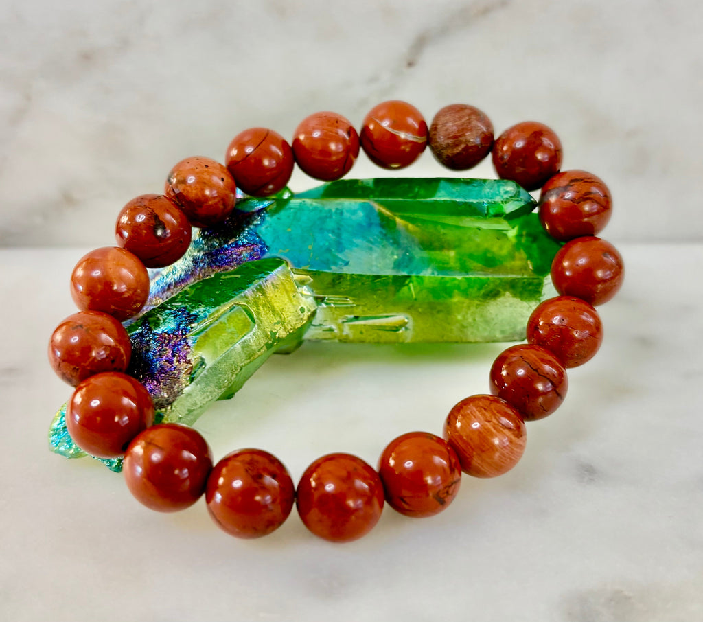 Reiki-Infused Red Jasper Bracelet – 10mm Grounding & Strength Beads | | Wiccan Center