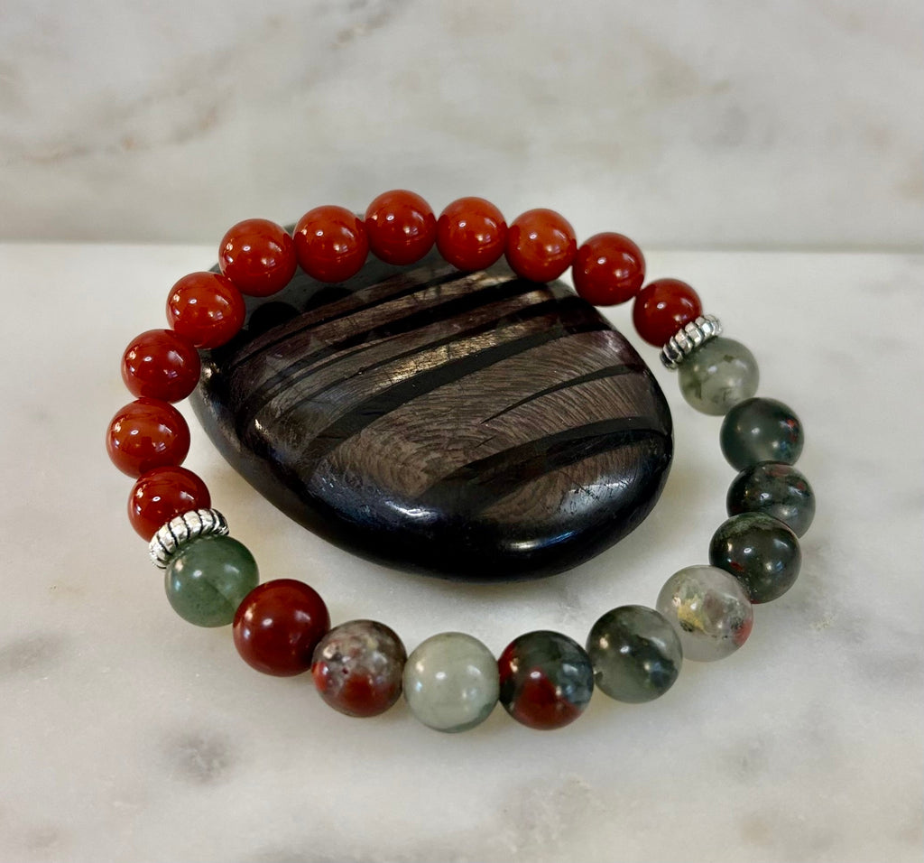 Health & Wellness Intention Bracelet – Reiki-Infused Carnelian & African Bloodstone | | Wiccan Center