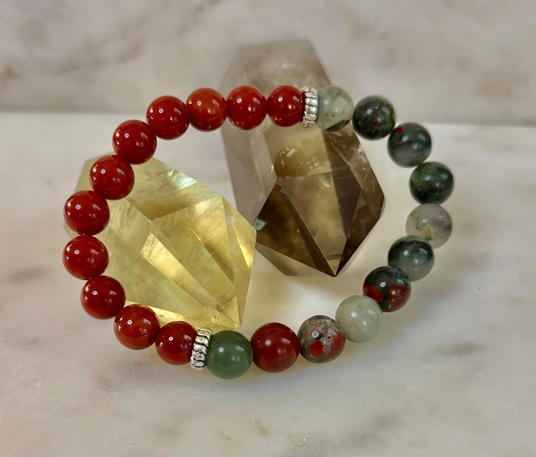 Health & Wellness Intention Bracelet – Reiki-Infused Carnelian & African Bloodstone | | Wiccan Center
