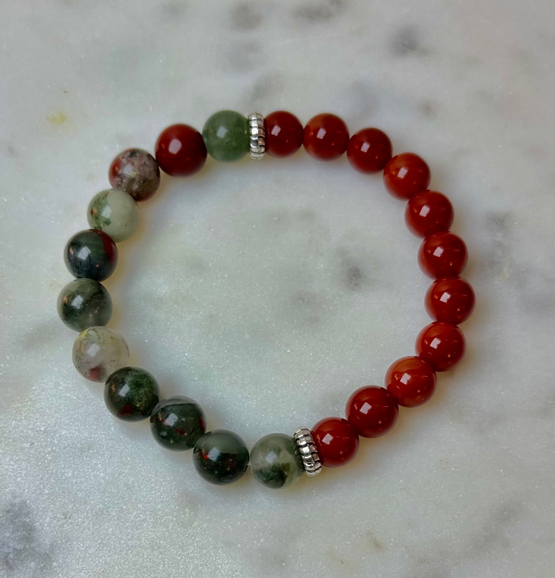 Health & Wellness Intention Bracelet – Reiki-Infused Carnelian & African Bloodstone | | Wiccan Center