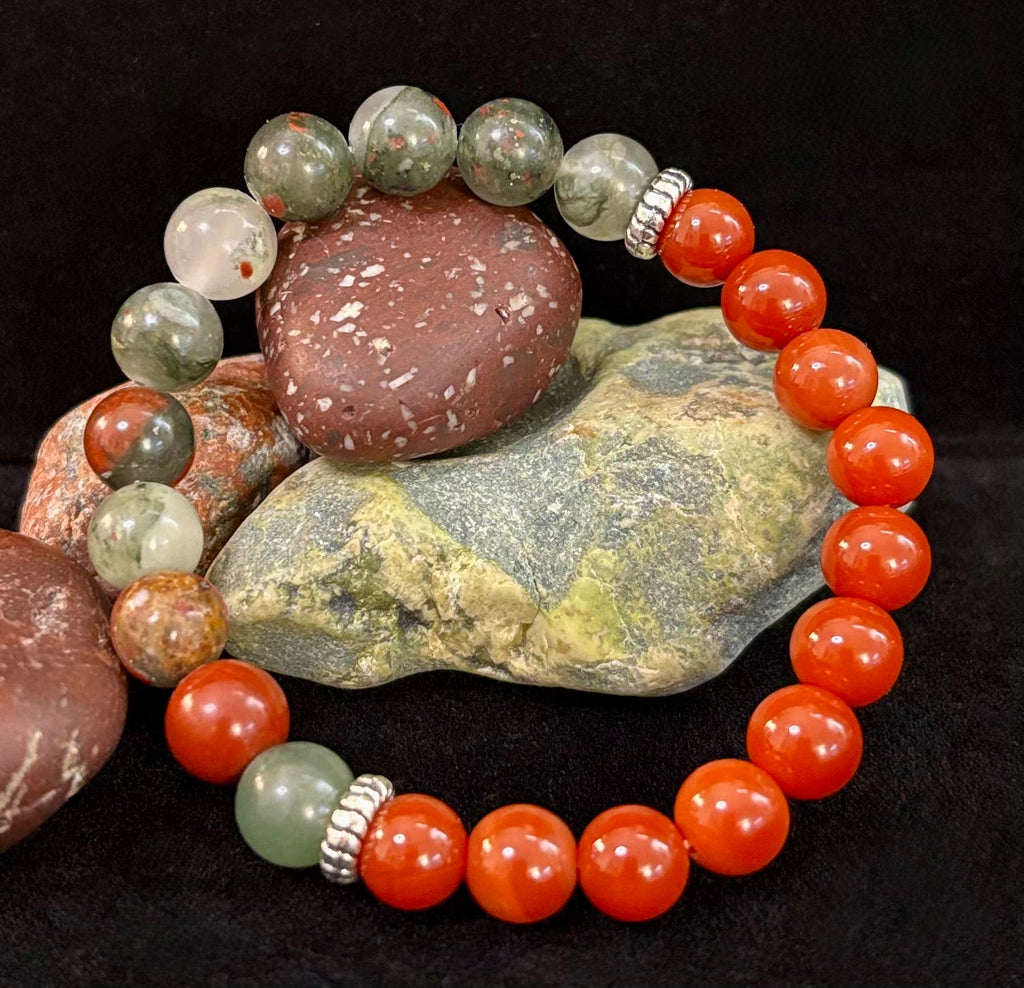 Health & Wellness Intention Bracelet – Reiki-Infused Carnelian & African Bloodstone | | Wiccan Center