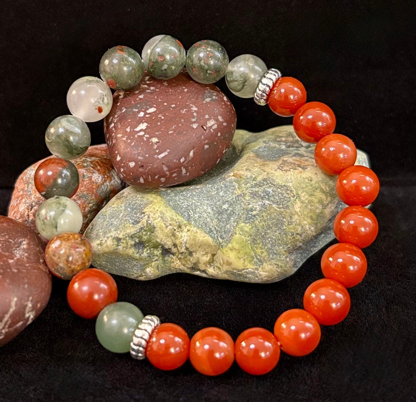 Health & Wellness Intention Bracelet – Reiki-Infused Carnelian & African Bloodstone | | Wiccan Center